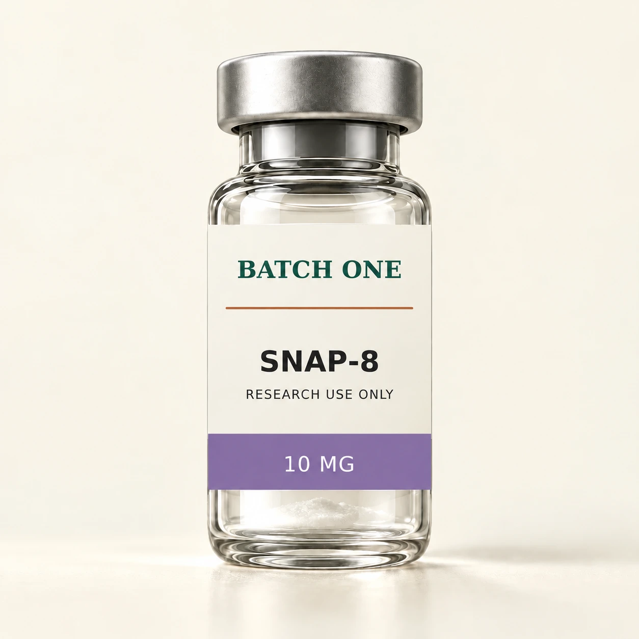 Illustrative BATCH ONE packaging: SNAP-8, 10 mg. Not a photograph of current stock.